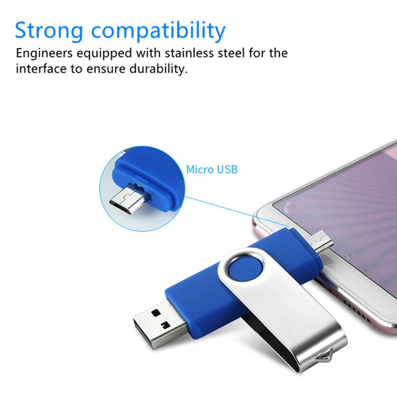 360° Rotate OTG USB Flash drive cle 64G USB 2.0 Smart Phone pen drive 4g 8g 16g 32g 128g micro usb memory storage devices U disk