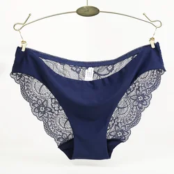 Calcinhas de algodão sem costura de baixo crescimento para mulheres, cuecas sexy de renda, lingerie, quente, plus size