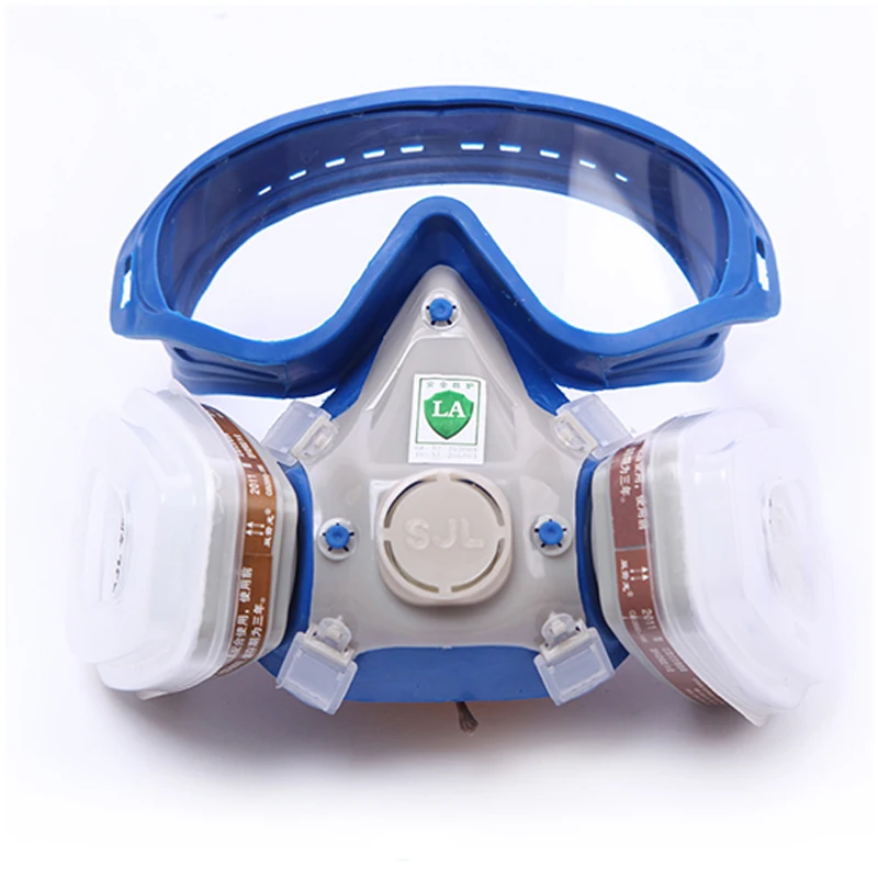 Gas mask with glasses full face protective mask Silicone carbon filter mask paint spray gas boxe protect mask suit