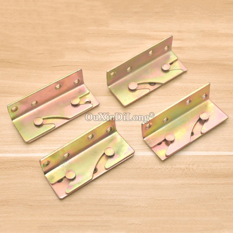 NEW 4PCS Thicker Furniture Connecting Buckles Bed Rail Insert Hook Plate Brackets Hidden Bed Buckle Latches Fastening Parts