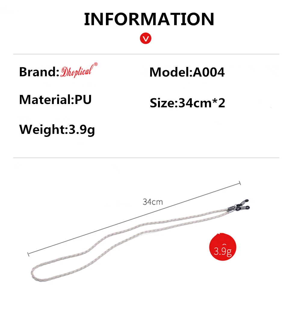 Brillenband, PU hält Ihre Brille um den Hals sicher, praktischer Sonnenbrillenhalter für Männer und Frauen – Detail 2
