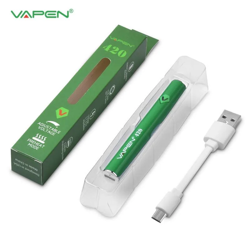 New VAPEN 420 Preheating VV Battery 420mAh Variable Voltage Adjustable Micro USB Charge 510 Thread for Thick Oil Cartridges Tank