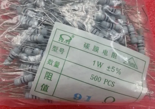 1W 1R-1M  1ohm to 1M 1/2W 1R to 1M  1W Carbon film  5% 500pcs/LOT Free shipping