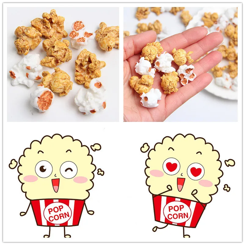 6Pcs Mainan Mini DIY Simulasi Popcorn Makanan Mainan 1/18 Rumah Boneka Miniatur untuk Dekorasi Rumah