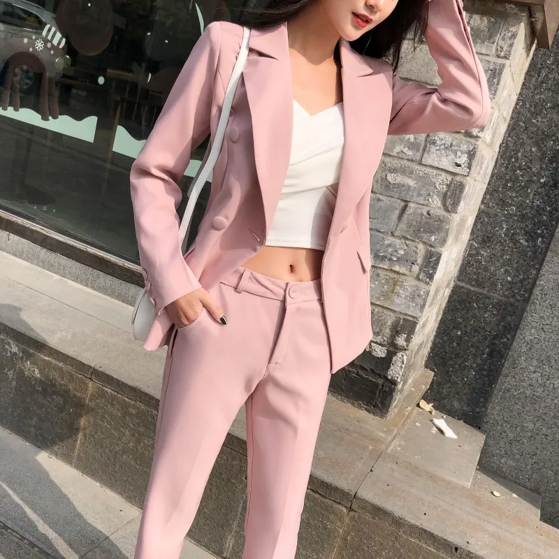 

Spring and Autumn professional wear women's small suits business office casual interview work clothes art test two-piece AL19041