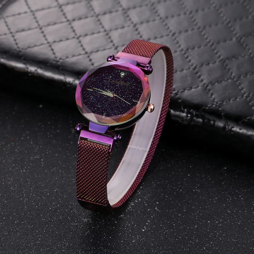 Luxury Brand Cagarny Women Watches Black Steel Mesh Bracelet Watch Girl Clock Ladies Wristwatches Womens Crystal Quartz Watch