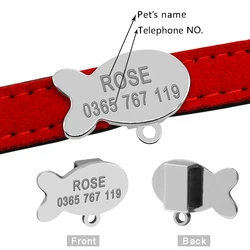 Gravado ID Tag para cães e gatos pequenos coleiras, Pet ID Tags, Nome gratuito, Nome de telefone, Peixe, Coração, Praça, Chihuahua, Bulldog francês