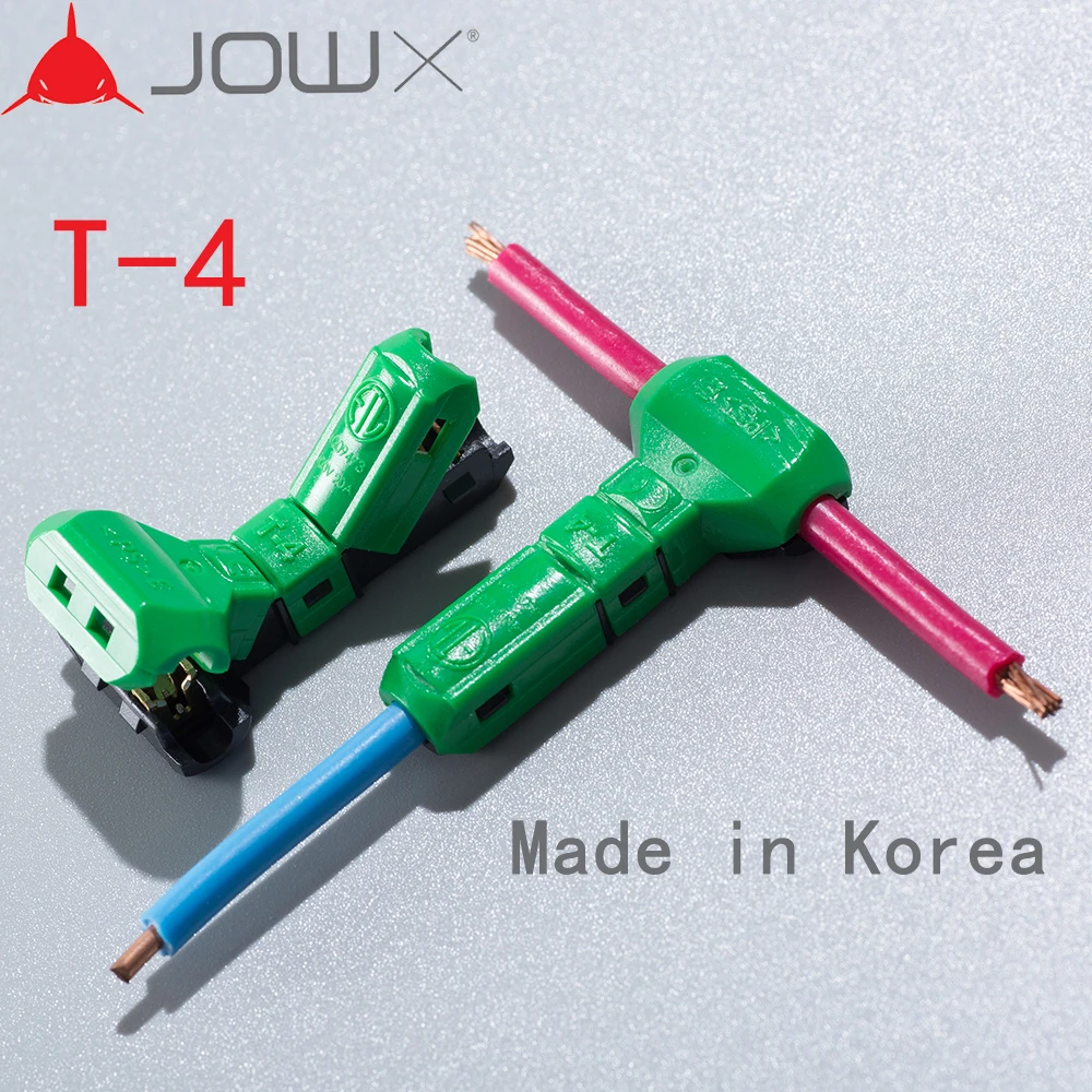 JOWX T-4 10PCS For 14-13AWG 2.5sqmm Non-stripped Wire Cable Wiring Connector T-Joint Quick Splice Crimp Terminals Made In Korea