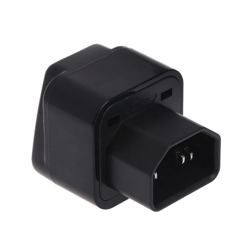 IEC 320 C14 To Universal Female Power Adapter AC Power Plug Connector Black