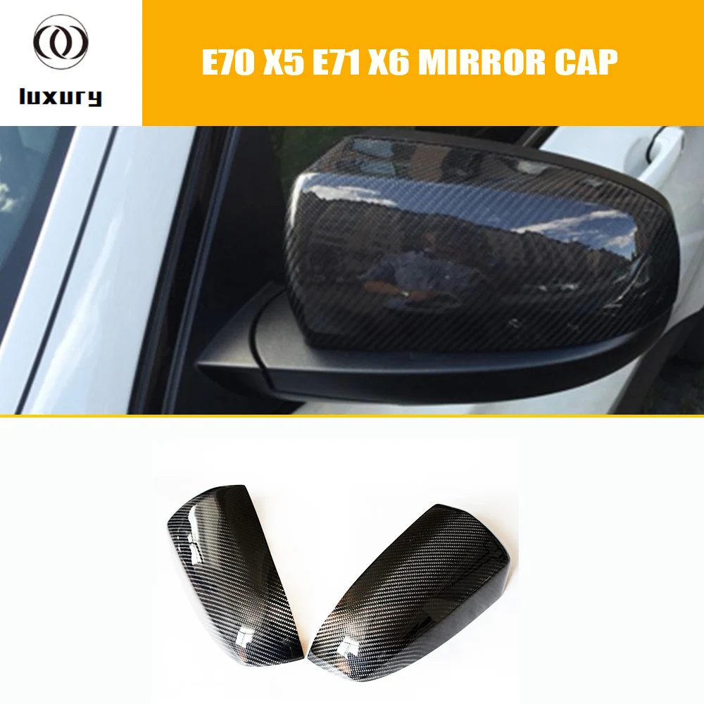 Carbon Fiber Replaced Style Rear View Side Mirror Cover Cap for BMW E70 X5 E71 X6 2008 - 2013 ( not fit M )