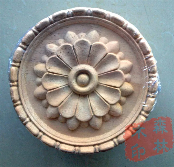 Wood dongyang wood carving fashion applique gate flower wood shavings carved solid wood circle 15 20 30cm