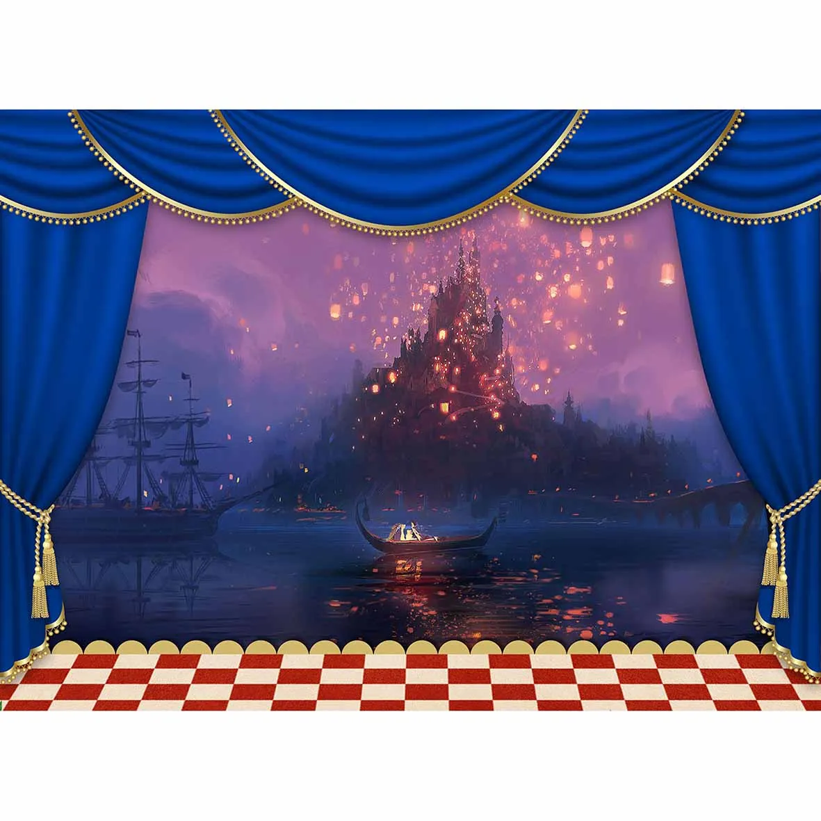 Allenjoy castle backdrop photography curtains boat painting lattice birthday background for photo photobooth photocall photozone