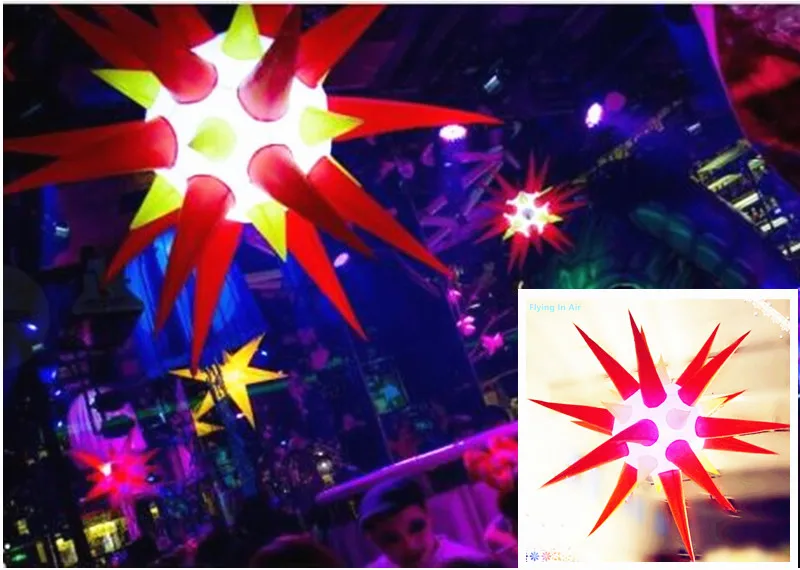 Party Decorations 2m Lighting Inflatable Thorn Star Hanging Lantern Balloon for Venue Ceiling