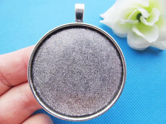 3pcs Large Heavy Antique Silver/Antique Bronze Round Frame Base Bezel Setting Tray Pendant Charm/Finding,fit 40mm Cabochon/Cameo