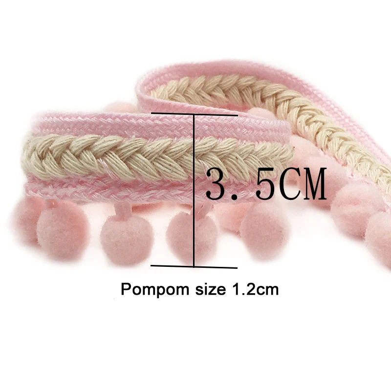 PomPom Trim Ribbon 1.2CM Pom Pom Ball Vintage Embroidered Fringe Ribbons Crafts Lace DIY Sewing Accessories Decor Supplies 1yard