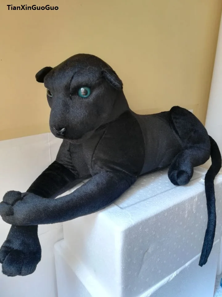 large 75cm simulation panther plush toy prone black panther soft doll throw pillow toy Christmas gift h2302