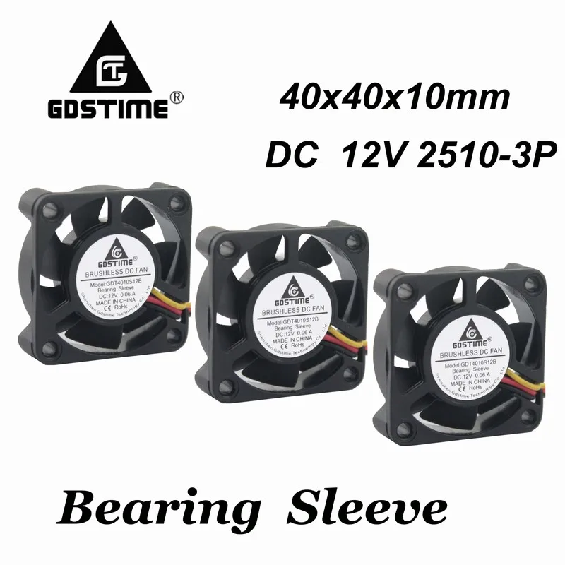 100 Pcs 4cm 40mm x 10mm DC 12V 3Pin Small Cooler Cooling Fan 40x40x10mm 3 Wire FG 4cm 4010