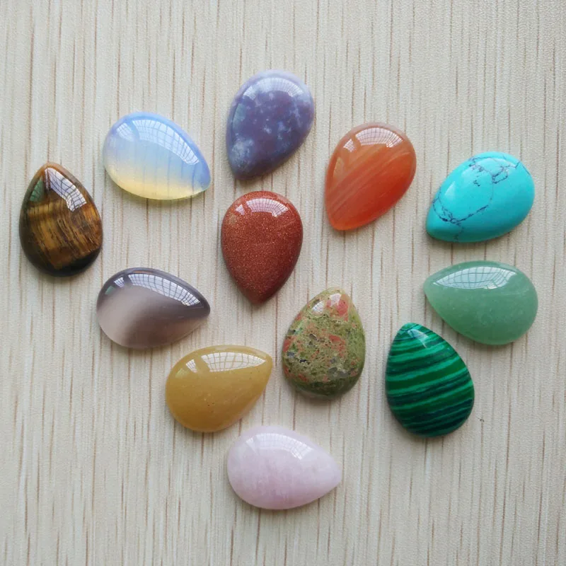 Wholesale 12pcs/lot mix natural stone teardrop CAB CABOCHON beads 18x25mm for DIY jewelry accessories making Free shipping