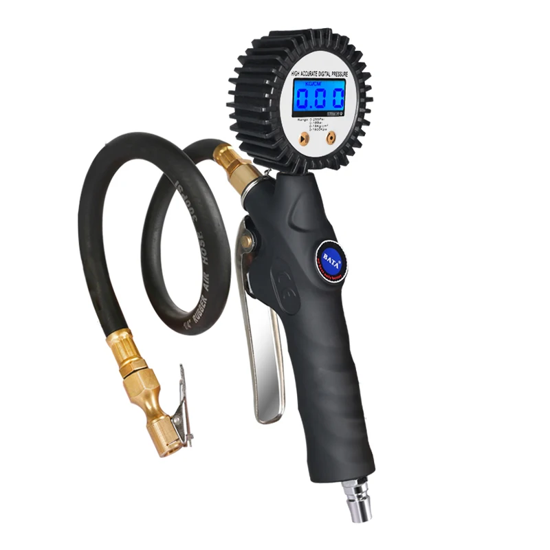 LCD high precision electronic display tube air pressure gauge for automotive tire inflatable rubber test aluminum zinc alloy