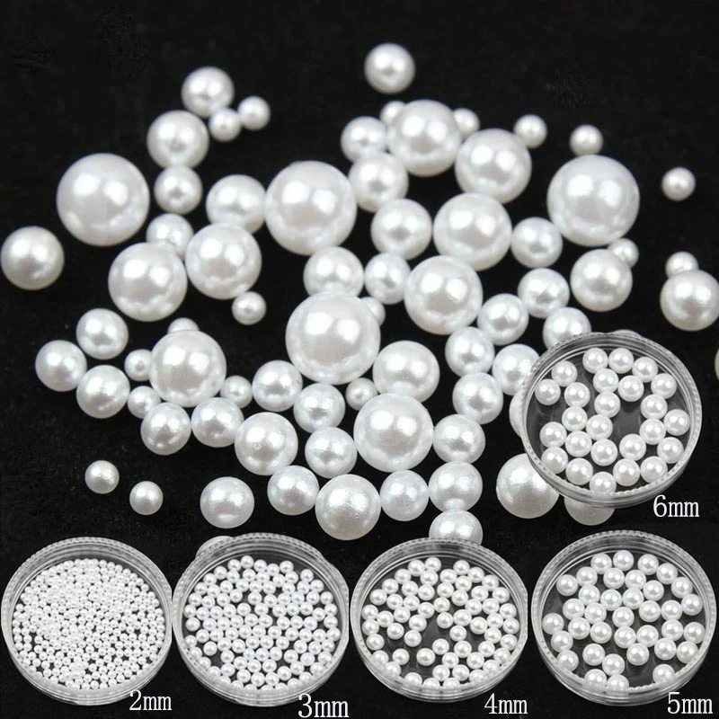 Round Pearls 500/1000pcs/pack Round Imitation Loose White Glue On Resin Beads DIY Jewelry Making Nails Art Hairpin Crafts Decor