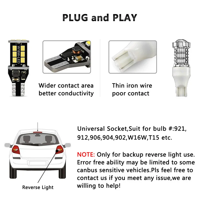 OXILAM 2x T15 W16W LED Canbus Backup Reverse Light For Kia Rio K2 3 Armrest Ceed Sportage Sorento Cerato Soul Picanto Optima K3