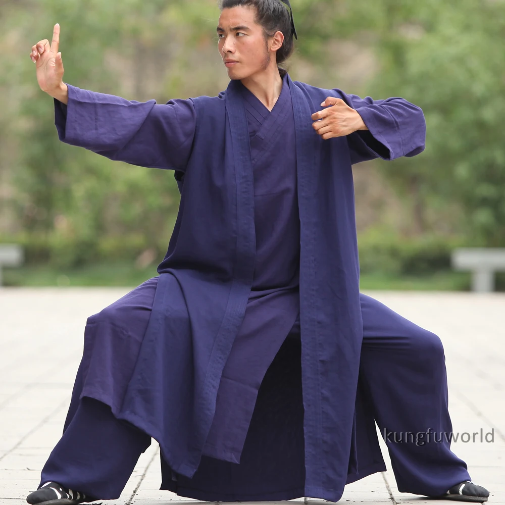 25 Colors Linen 3 Pieces Wudang Taoist Shaolin Monk Robe Tai Chi Kung fu Suit Martial arts Wing Chun Uniforms