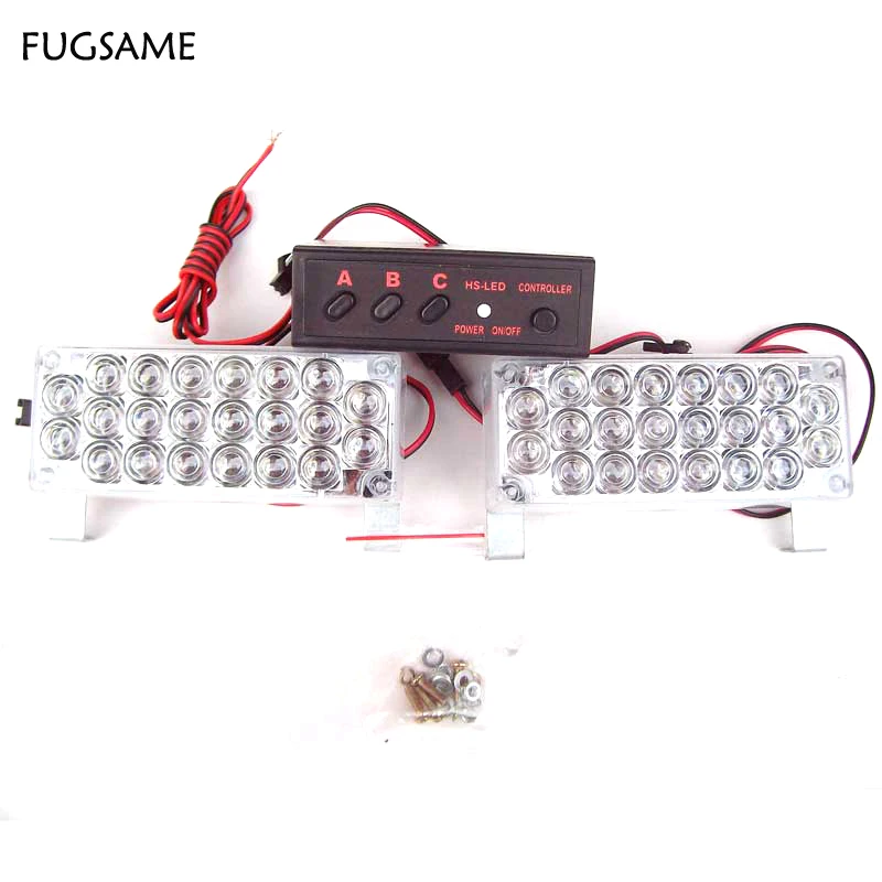 FUGSAME Auto 2x22LED Strobe Light Flash Warning Flash Strobe Emergency Police Truck Lamp 44LED Red Blue White Green Amber Yellow