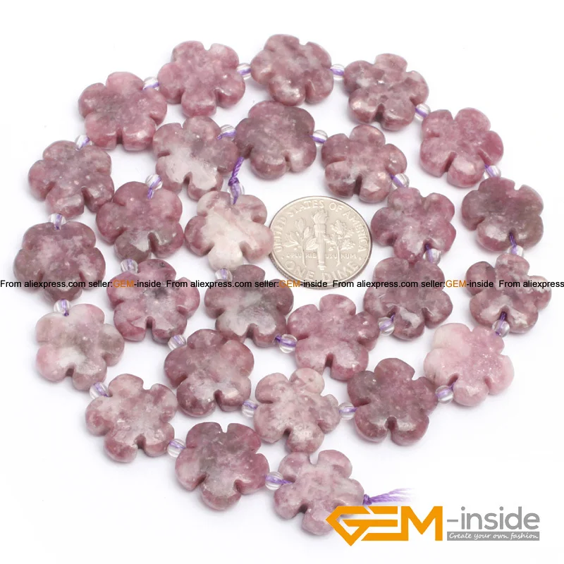 15mm Natural Stone Flower Beads For Jewelry Making Strand 15\