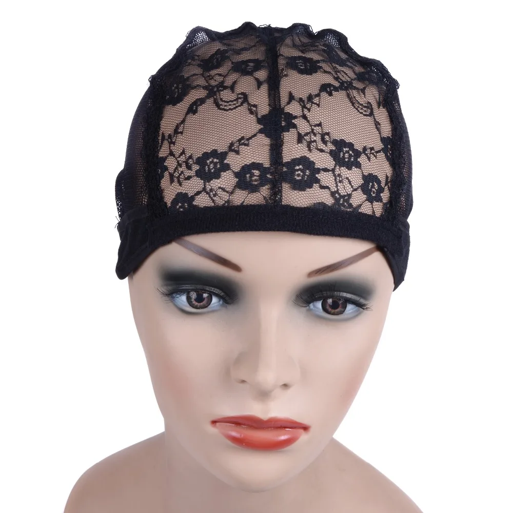 Peluca de encaje de 5 piezas para hacer pelucas, gorro elástico ajustable para pelucas, gorro de cúpula negra, redes para el cabello