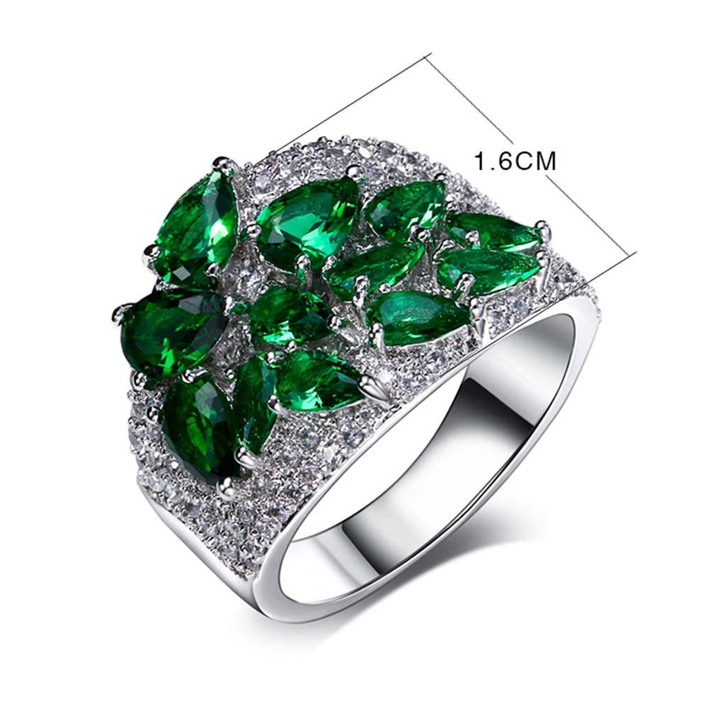 Ring in 5 Colors Cubic Zirconia of Blue Green Champagne Clear And Siam CZ stones Jewelry colorful Fashion Rings