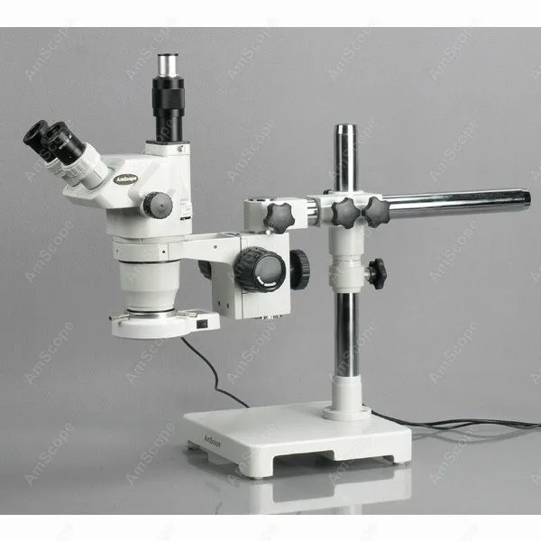 Ultimate Trinocular Zoom Microscope--AmScope Supplies 2X-45X Ultimate Trinocular Zoom Microscope on Single-Arm Boom Stand