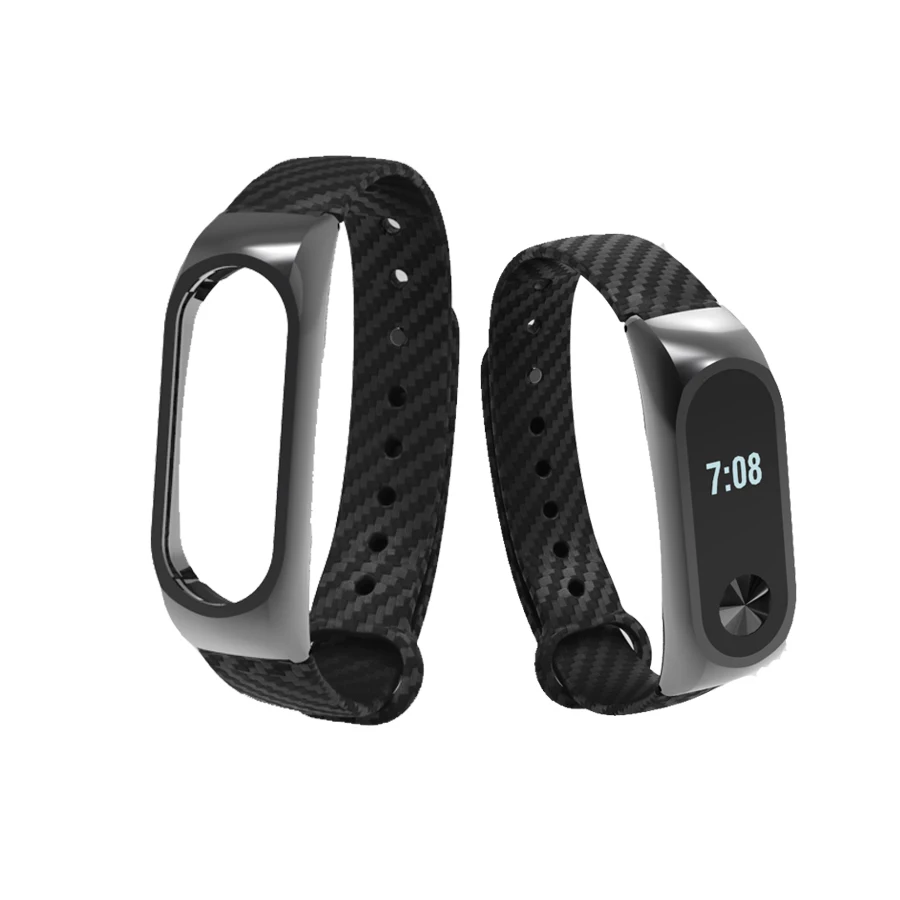 ซิลิโคนคาร์บอนไฟเบอร์สายรัดข้อมือสำหรับ Xiaomi Mi BAND 2 สร้อยข้อมือขยายสายคล้องสายรัดข้อมืออุปกรณ์เสริม