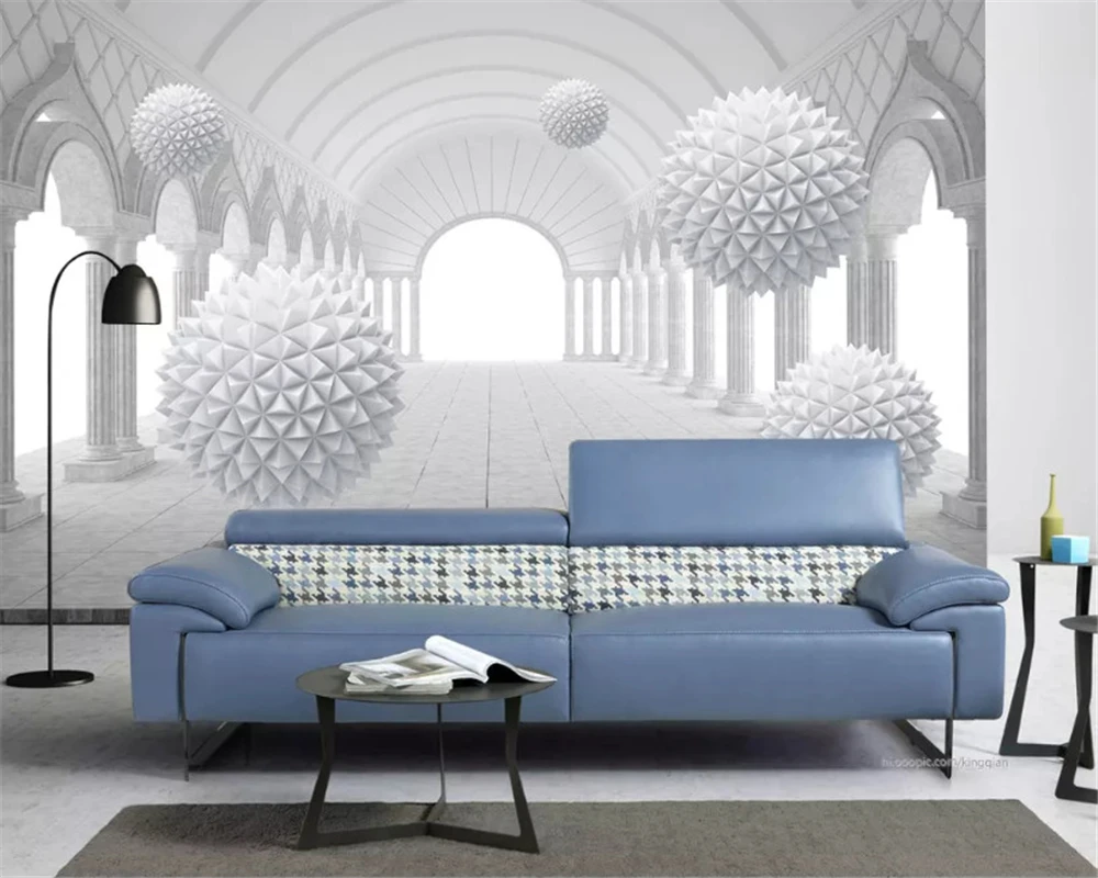 

beibehang Customized eco-classic classic wallpaper corridor space polyhedral sphere 3d background papel de parede papier peint