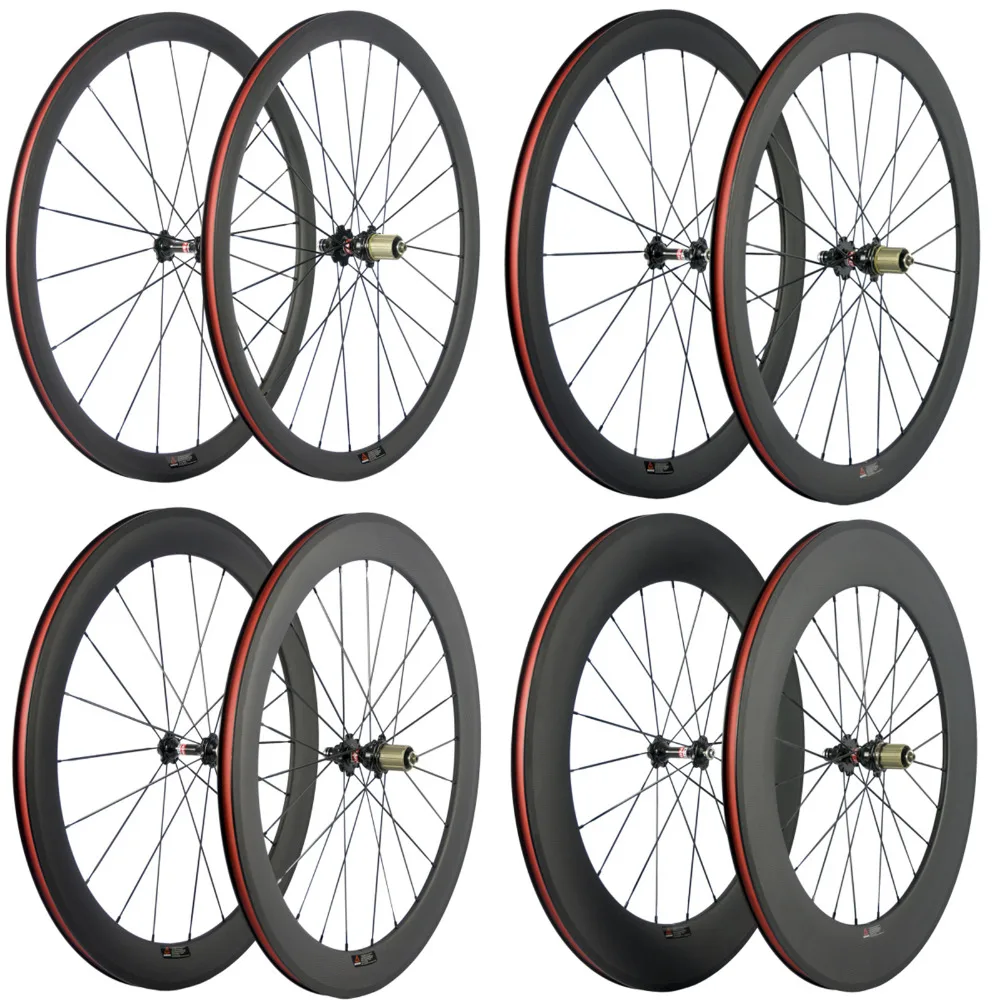 Hot Sale 38/50/60/88mm Clincher Carbon Road Bike Wheelset With Basalt Braking Surface Racing Bicycle Carbon Wheels