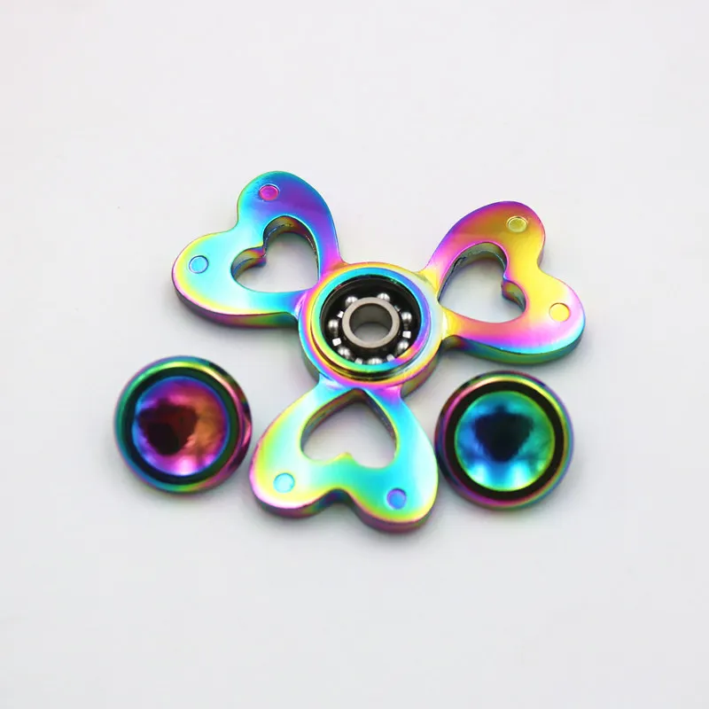 Spinner tri-spinner para niños, juguete de metal Multicolor EDC Speelgoed para autismo y TDAH, tri-spinner de mano de corazón, último de 2017