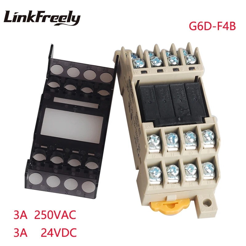 G6D-F4B 5pcs High Quality Integrated Micro Relay Base Input 24V DC Output 250VAC 24V DC 3A 5A Terminal Relay Mudule Group