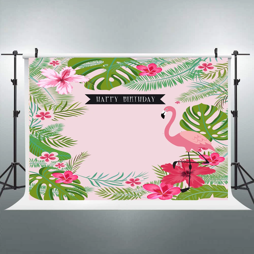 BEIPOTO Customized Photography backdrop Tropical Flamingo flower summer birthday party banner photo background booth baby shower