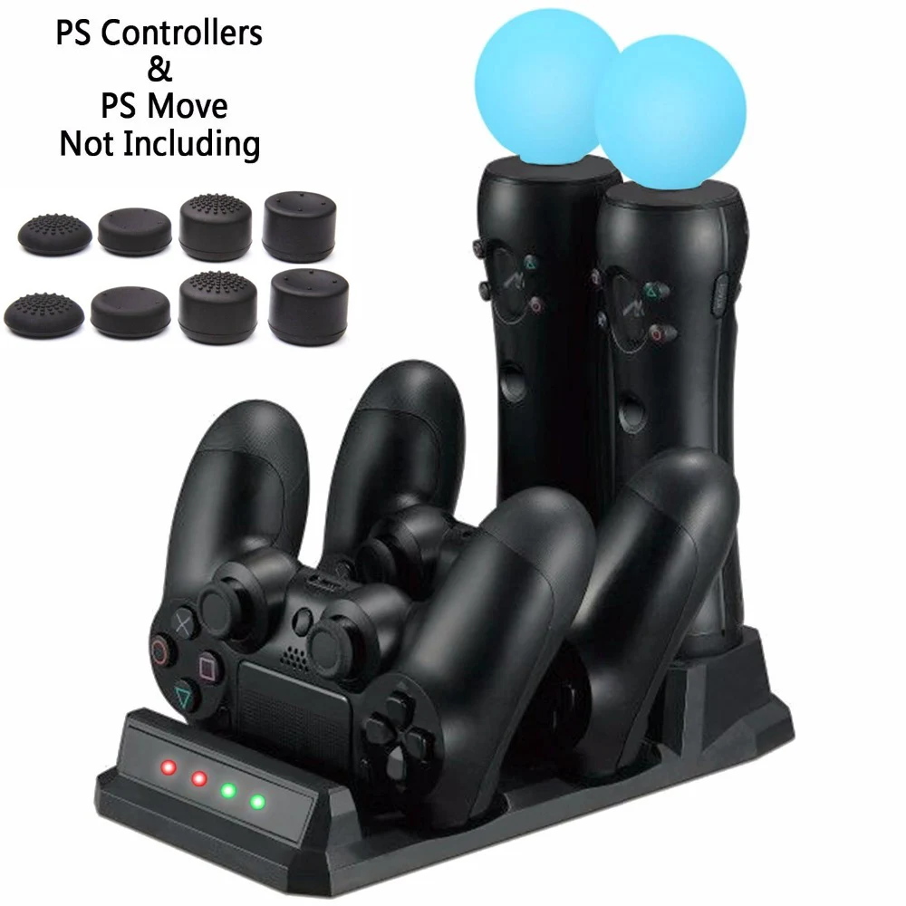 For Playstation 4 PS4 Slim Pro PS VR PS Move Motion Controllers 4 in 1 Charger USB Charging Dock Station Storage Stand Charge