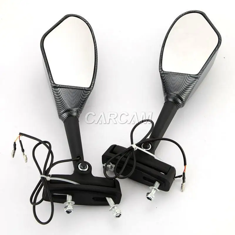 Carbon Motorcycle Turn Signals LED Mirrors Fit For Honda Kawasaki Suzuki Ducati Yamaha CanAm Triumph BMW Buell ...