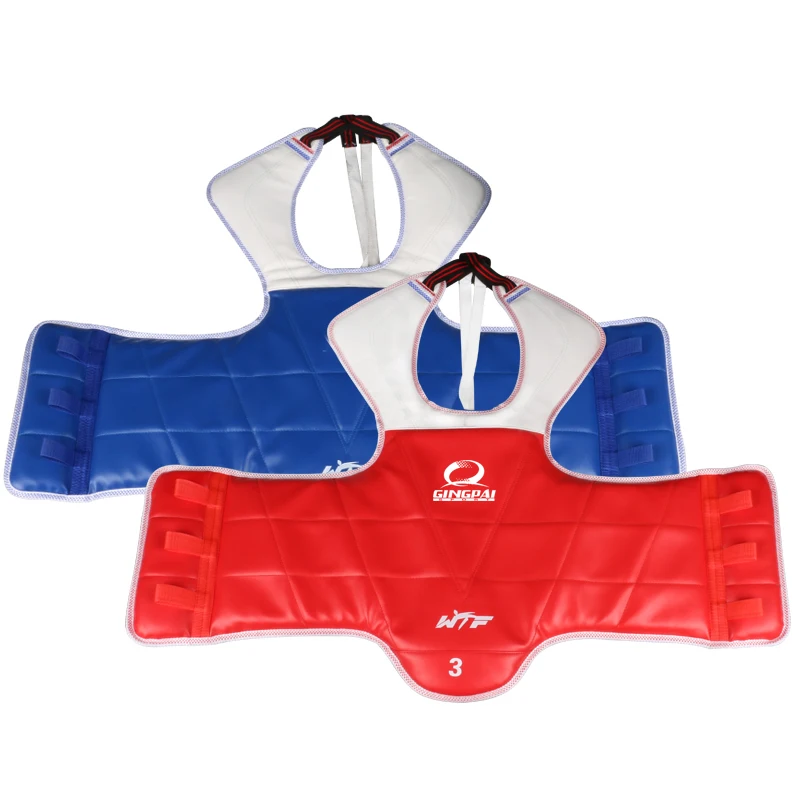 Taekwondo WTF Body Protector Sparring Gear Chest Guard WTF Tae Kwon Do Karate Solid Reversible Chest Protector for Kids Adult