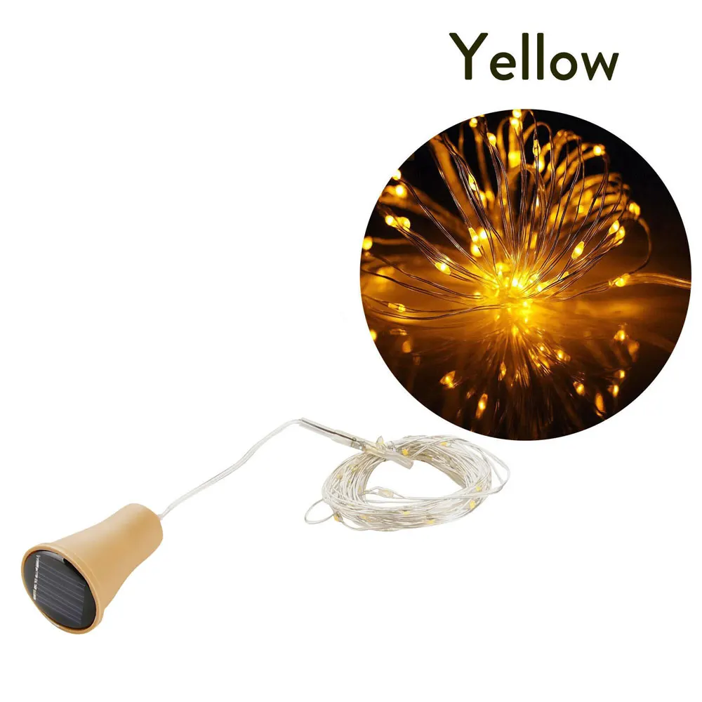 1M 10LED Solar Power Wine Bottle Decor Cork Shape LED Copper Wire String Light Garland Wire Fairy String Lights For Party Home