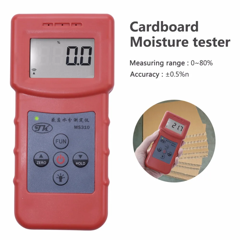 100% New MS310 Inductive Moisture Analyzer Wood Moisture Meter For Wood Timber Paper Bamboo Carton Concrete Metope