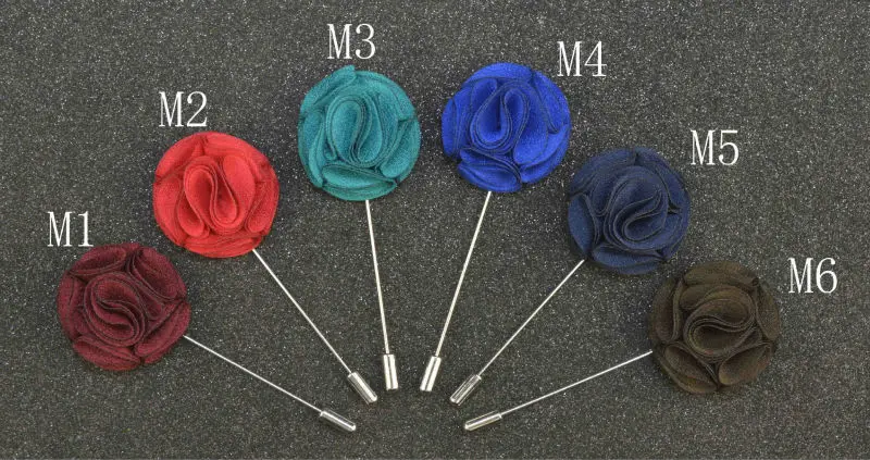 14pcs Camellia Flower lapel pin for men's suits decoration long stick pin fabric flower brooch all-match men silk corsage