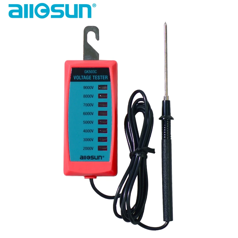 Pocket Size Electric Fence High-voltage Meter 2000-9000V Hook Type Fencing Tool LED Analog Indication model All Sun GK503C