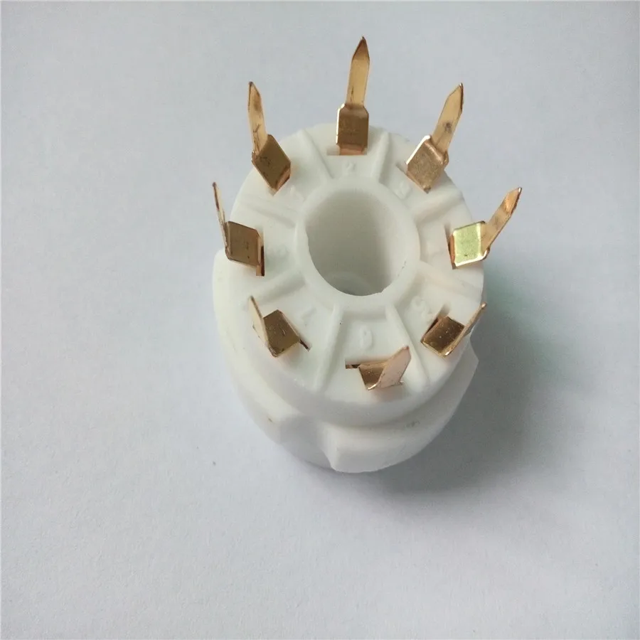 6pcs ceramics tube socket seat GZC8-Y-2-G tube holder golden pin for KT88/6550 EL34 6P6P 6V6 6SN7