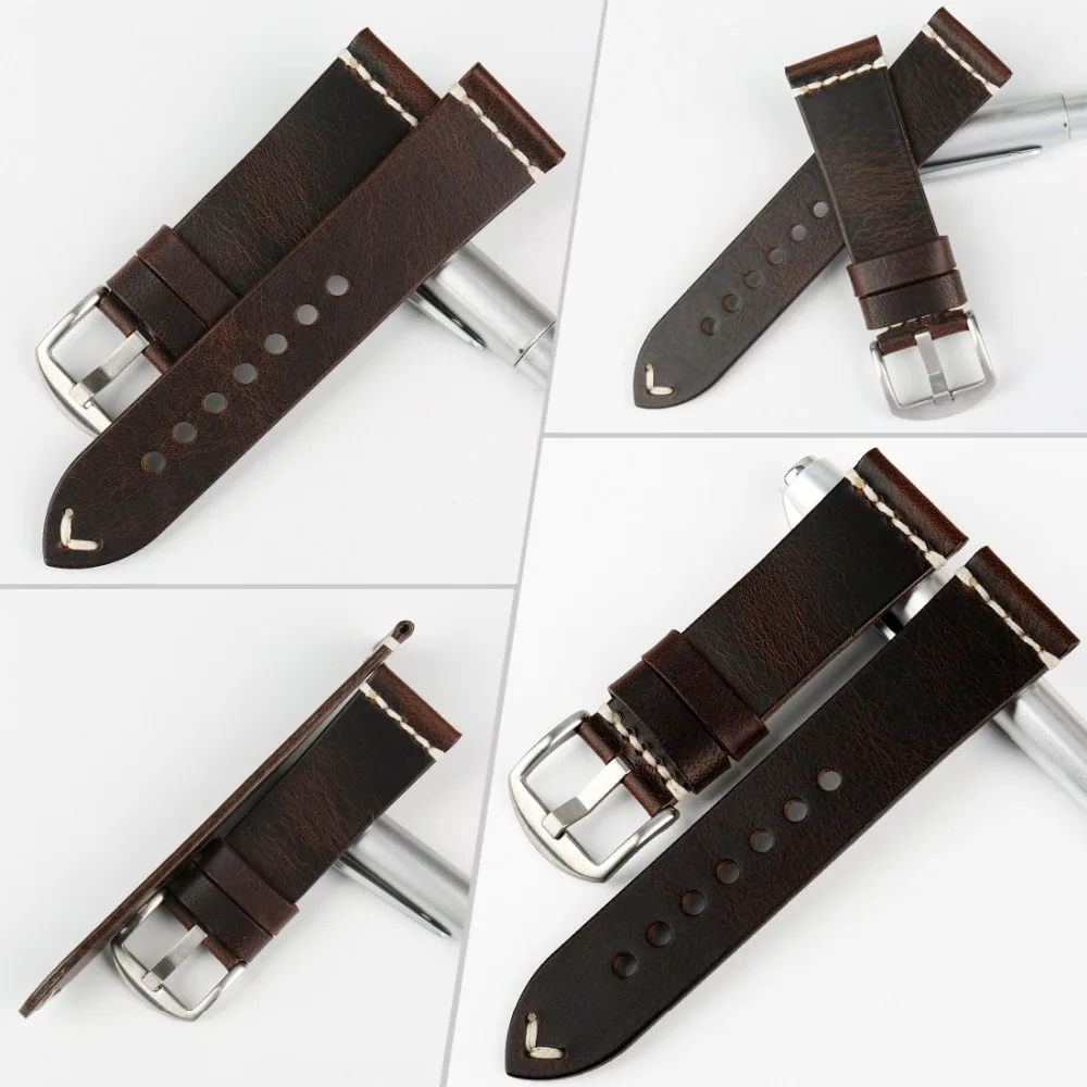 MAIKES Genuine Leather Watchband 20mm 22mm 24mm Watch Accessories Watch Straps Vintage Bracelet Watch Band For CITIZEN Watch