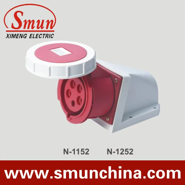 N-1252 32A 220-415V 3P+N+E 5pin Industrial Wall Socket with CE ROHS 1 Year Warranty IP67 Degree PA66