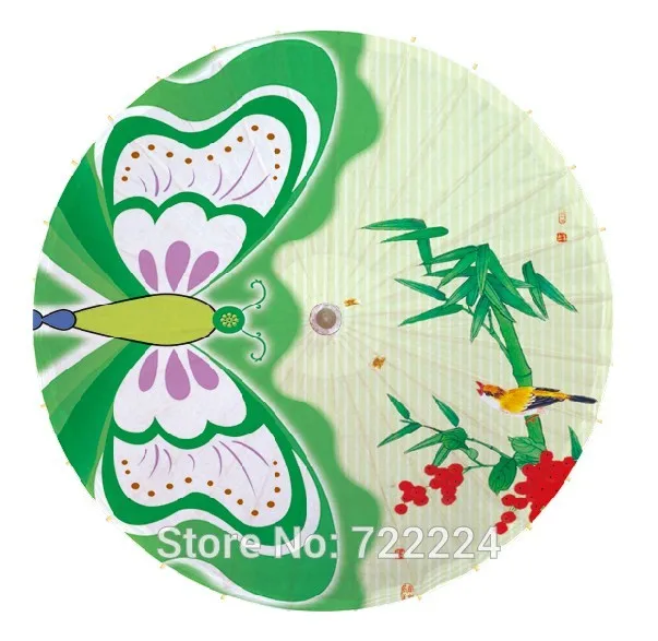 Colorful butterfly and bamboo picture Chinease Craft Classical handmade Parasol Decoration Gift Dance Props Oiled Paper Umbrella