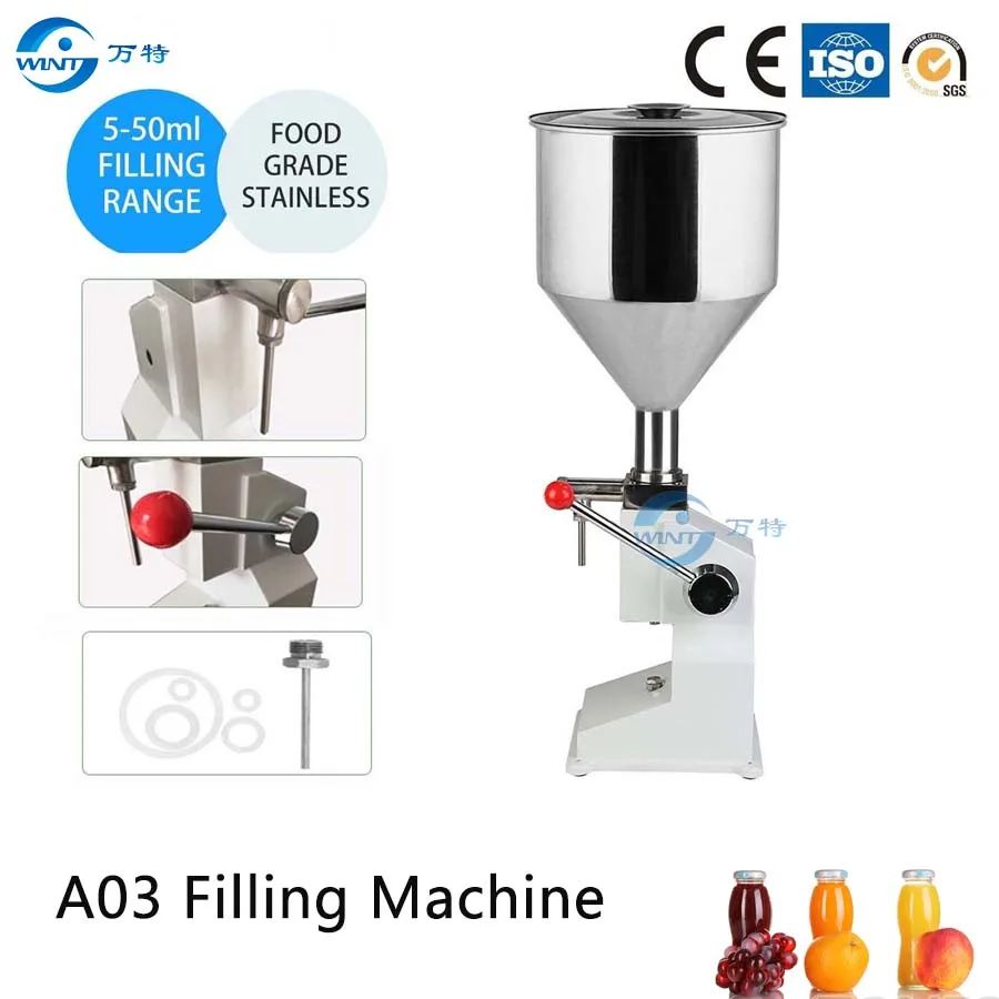 A03 Manual Liquid Filling Machine For Vinegar Tomato Paste Sauce Ketchup (5~50ml) Cream Shampoo Honey Butter Juice Oil Filler