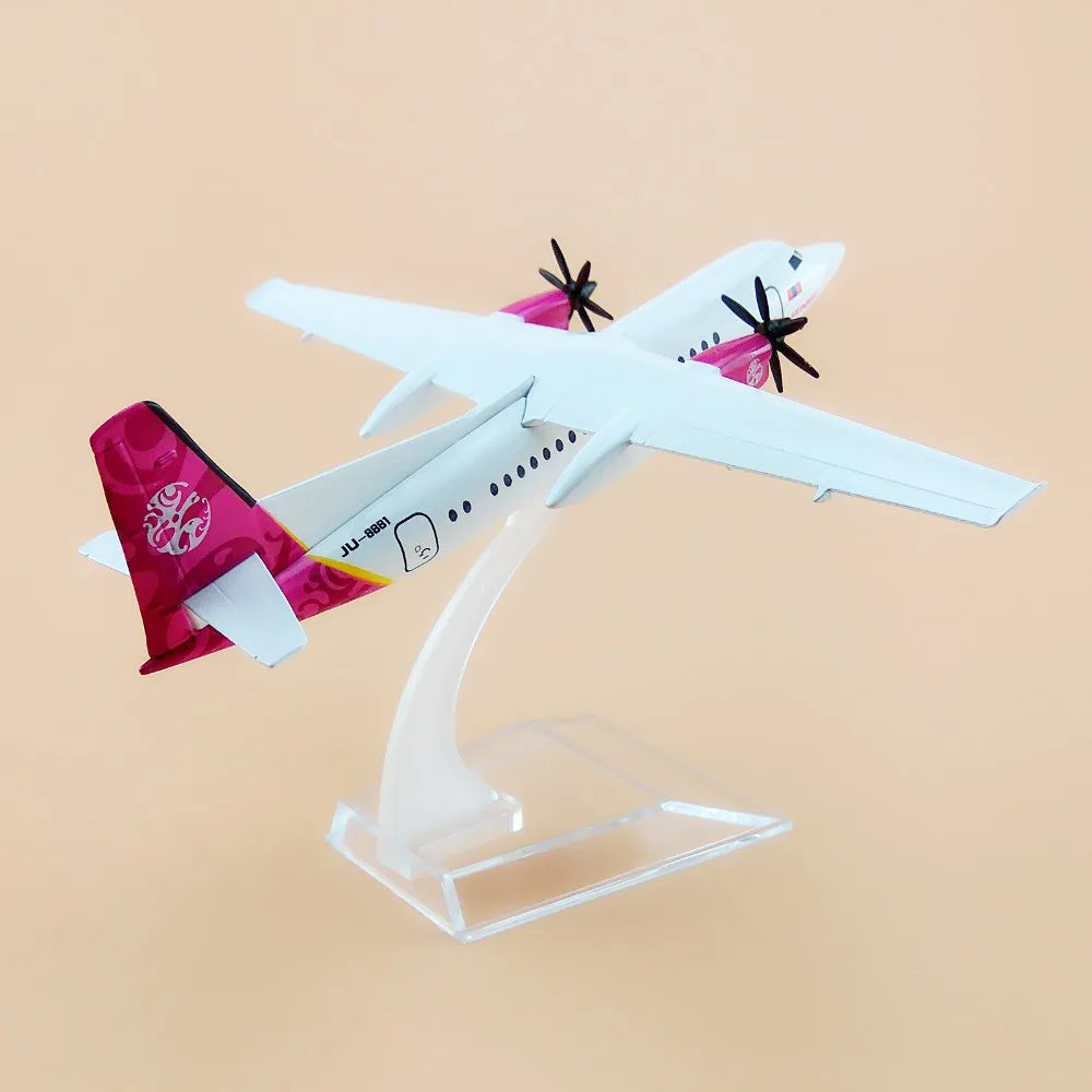 16cm Metal Hunnu Air Fokker 50 F50 F-50 Wings Of Monglia Airlines Plane Model Airplane Model w Stand Aircraft Crafts